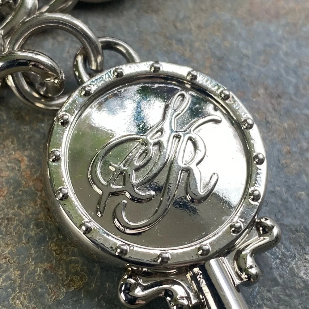 Sienna Ricchi large bag clip keychain skeleton style key with rhinestone 6.5” - Picture 6 of 8